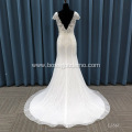 Elegant Mermaid Lace Illusion Sleeveless bridal ball gown wedding dress